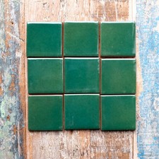 9 x  Ceramic Mexican Tiles Verde Green -  SMALL SIZE 5 x 5 cms
