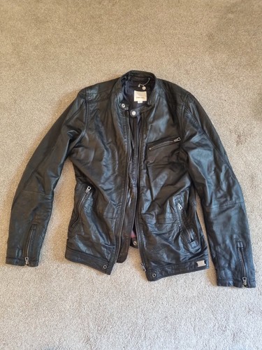 Diesel black leather jacket - leather,