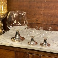 Vintage Sterling Silver NEWPORT GORHAM 3pc Glass Sauce Boat Beaker ~ 3pc Set