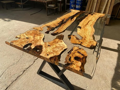 Clear epoxy dining table - epoxy, –
