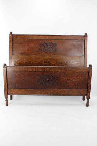 Edwardian oak double - edwardian, bed