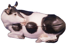 Antique 19thC Prag Cow Figural Butter Dish Porcelain Porzellan Butter Kuh Dose