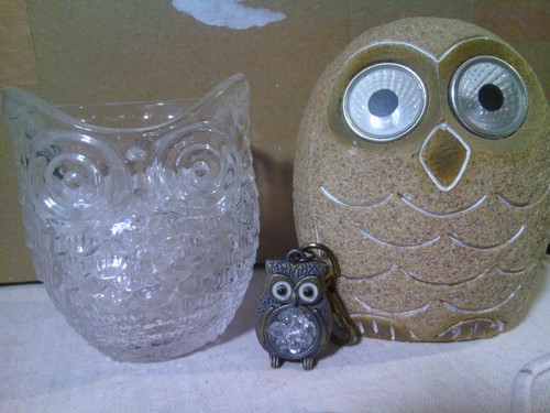 Glass owl votive tea light - glass, /