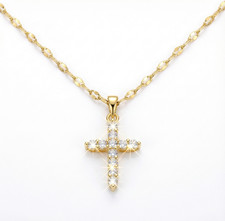 Diamond Crucifix Cross Pendant 9ct Yellow Gold Filled Jesus Necklace Gift Chain