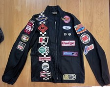 True Vintage 70’s  RARE Nylon Racing Jacket Patch Coat  HAND STITCHED Men Small