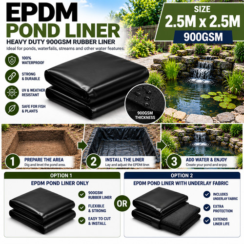 Epdm pond liner 900gsm x - epdm,