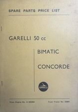 GARELLI 50cc MOPEDS BIMATIC, CONCORDE - SPARE PARTS PRICE LIST