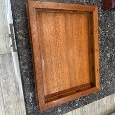 Vintage Dansk Mid Century Danish Modern Teak Wood Serving Tray with Rails