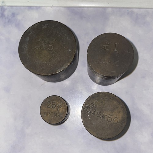 Vintage brass bank weights - 4,
