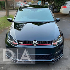 FOR VW POLO MK5 6R 6C GTI 2009-17 GLOSS BLACK FRONT SPLITTER SPOILER LIP BODYKIT