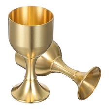  2pcs Brass Communion Chalice: Golden Wine Goblet - Decorative Toast Cup - Brass