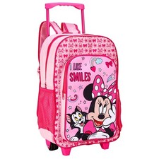 Disney Minnie Mouse Wheeled Trolley Backpack - Kids Travel Pink Bag 45cm 3+