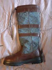 Fab Limited Ed. Ladies DUBARRY 'Galway' Blue/Green Argyle Tweed Long Boots UK4