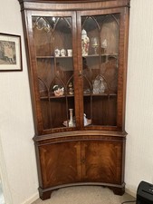 Bevan Funnell Reprodux  Concave Curved Corner Display Cabinet In Mahogany
