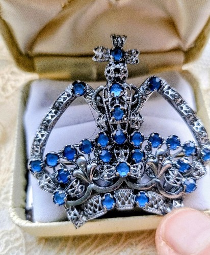 Vintage crown brooch - brooch, czech
