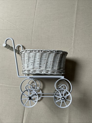 Baby doll white wicker - doll, buggy