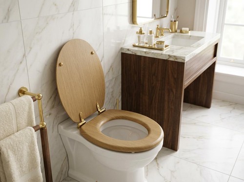 Soft close wooden toilet seat - wooden,
