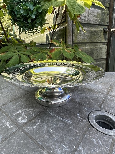 Vintage silver plate pedestal - silver,