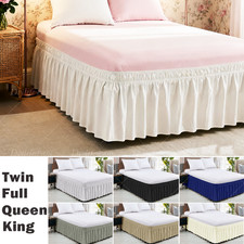 Ruffles Wrap Around Elastic Bed Skirt Frilled Bed Base Valance Sheet Double King