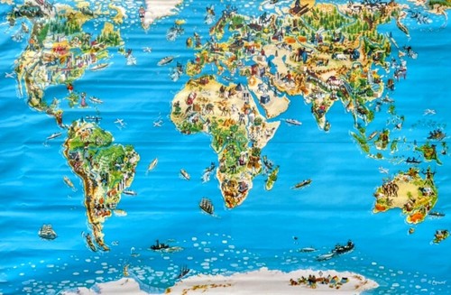 Vintage world trade map - map, for