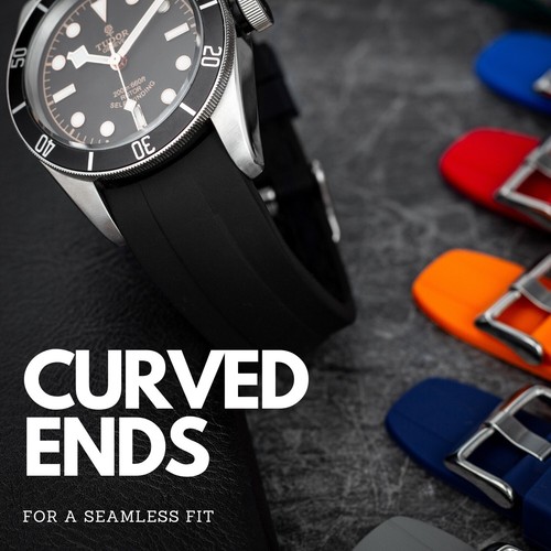 22mm curved end silicone strap - curved,