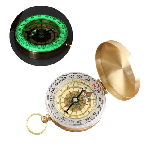 Brass pocket compass outdoor - brass,