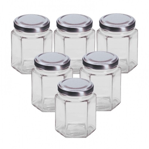 Glass hexagonal jars 12oz - jars,
