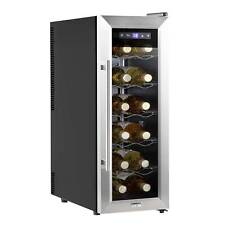 Wine Cooler 12 Bottle, Touch Controls LED Light - Stainless Steel