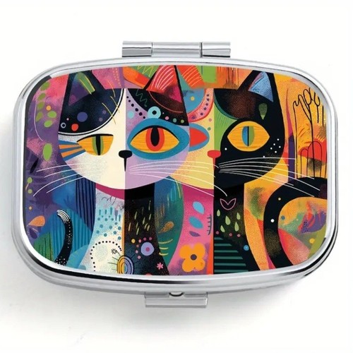 Metal pill tin trinket - metal,