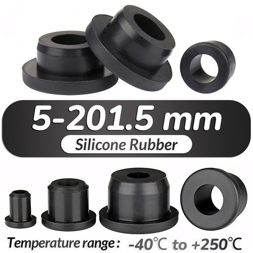 Black silicone rubber grommet - rubber,