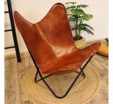 Retro Vintage Leather Butterfly Chair leather Handmade BROWN CHAIR ( Cover Only