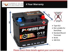 Battery fits MAZDA 3 MX5 2 MX30 121 012 340A 44Ah 4Yr Warranty Powerline