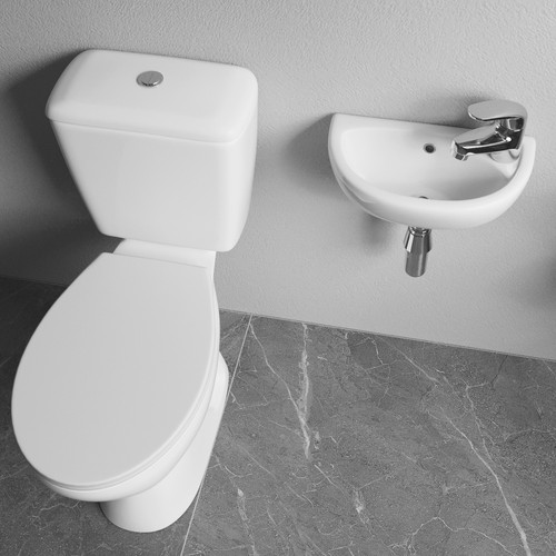 Complete cloakroom suite - suite, close