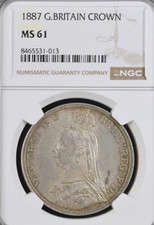 1887 Crown Victoria MS61 NGC Great Britain Silver  Coin
