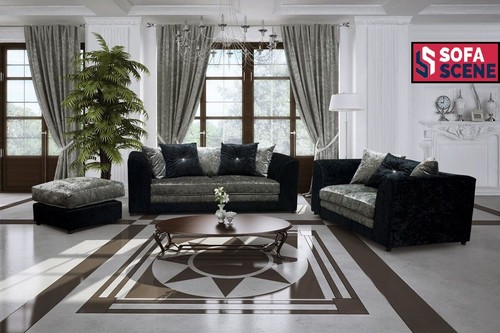Crushed velvet sofas - crushed, black