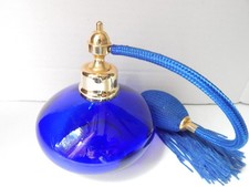 Vintage Cobalt Blue Glass Perfume Bottle with Spray.