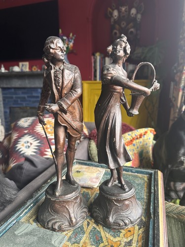 Vintage old pair spelter - old,