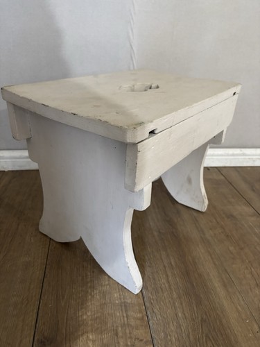 Vintage white milking stool - ,