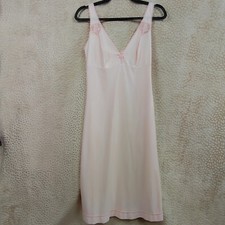 Kayser 70s/80s Vintage Womens Nylon Slip Dress Light Pink Size UK 10 Lace Detail