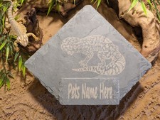 XL Large Personalised Laser Engraved Slate Corner Cave Hide Basking Reptile