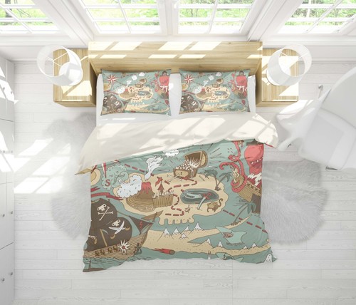Pirate vintage map quilt - 3d,