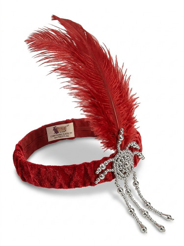Red flapper headband - red,