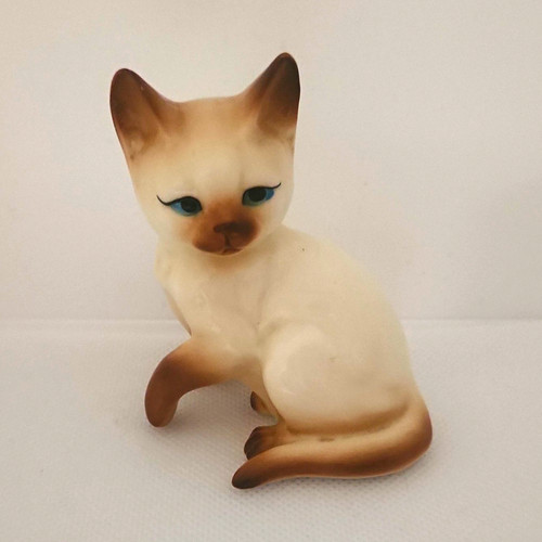 Siamese cat porcelain figurine - cat,