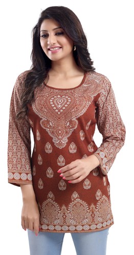 Women brown floral kurti - floral,