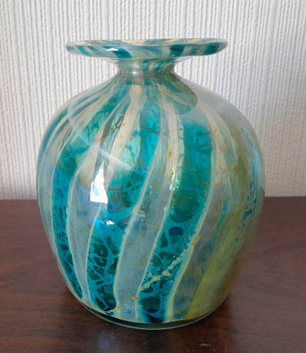 Mdina tiger blue stripe vase - tiger,