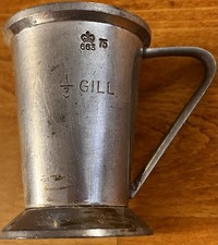 Vintage James Smellie Ltd Birmingham English Pewter 1/3 Gill Measure Spirit Shot