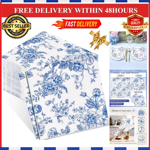 100pcs blue floral paper - 100pcs,