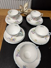 Shelley England Fine Bone China Wild Flowers Cup, Saucer And Side Plate 