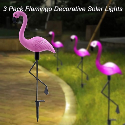 3xsolar powered flamingo - powered, led