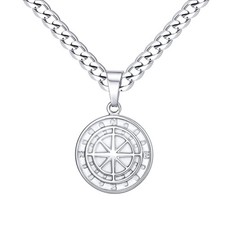 Compass Pendant Necklace Men, North Star Compass Pendant,Graduation Gift for Him